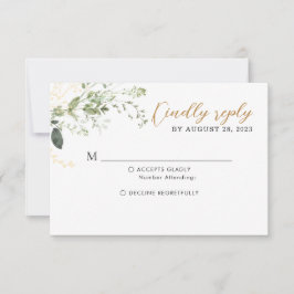 Elegant Gold and Greenery Eucalyptus Wedding  RSVP Kaartje