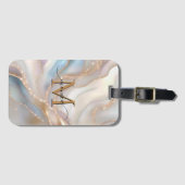 Elegant Gold and Nacre Monogram Name Personalized Bagagelabel (Voorkant (horizontaal))