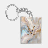 Elegant Gold and Nacre Monogram Name Personalized Sleutelhanger (Voorkant Links)