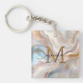 Elegant Gold and Nacre Monogram Name Personalized Sleutelhanger (Voorkant)