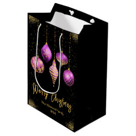 Elegant Gold and Purple Ornament Christmas Medium Cadeauzakje