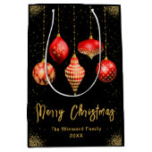 Elegant Gold and Red Ornament Christmas Medium Cadeauzakje (Voorkant)