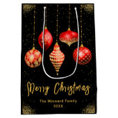 Elegant Gold and Red Ornament Christmas Medium Cadeauzakje (Achterkant)