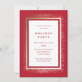 Elegant Gold and Red Sparkle Holiday Party Kaart (Voorkant)