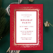 Elegant Gold and Red Sparkle Holiday Party Kaart