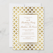 Elegant Gold and White Birthday Party Invitation Kaart (Voorkant)