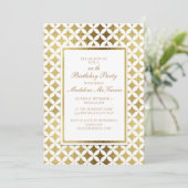 Elegant Gold and White Birthday Party Invitation Kaart (Staand voorkant)