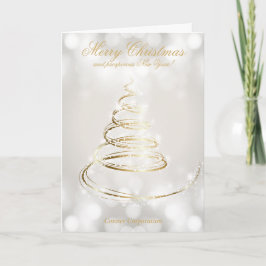Elegant Gold and White Bokeh Company Holiday Kaart