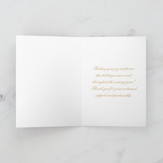 Elegant Gold and White Bokeh Company Holiday Kaart (Binnen)