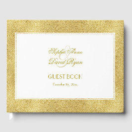 Elegant Gold and White Border Wedding Gastenboek