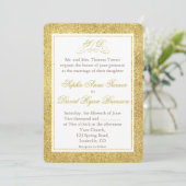 Elegant Gold and White Border Wedding Invite Kaart (Staand voorkant)