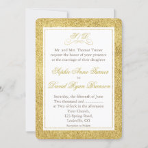 Elegant Gold and White Border Wedding Invite