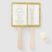 Elegant Gold and White Border Wedding Program Handwaaier (Voorkant en achterkant)