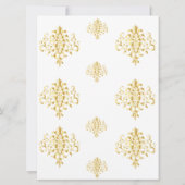 Elegant Gold and White Damask Wedding Invitation Kaart (Achterkant)