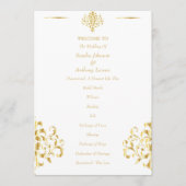 Elegant Gold and White Damask Wedding Programmakaart (Voorkant)