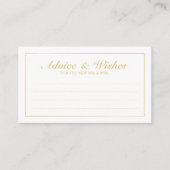 Elegant Gold and White Wedding Advice and Wishes Advieskaart (Voorkant)
