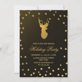 Elegant Gold Antler Gold Confetti Holiday Party Kaart (Voorkant)