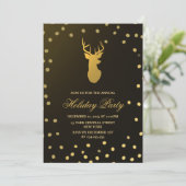 Elegant Gold Antler Gold Confetti Holiday Party Kaart (Staand voorkant)