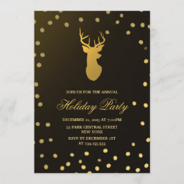Elegant Gold Antler Gold Confetti Holiday Party Kaart