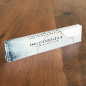 ELEGANT GOLD AQUA BLUE BRUSH STROKE STAIN TEXTURE NAAMBORDJE (Zijkant)