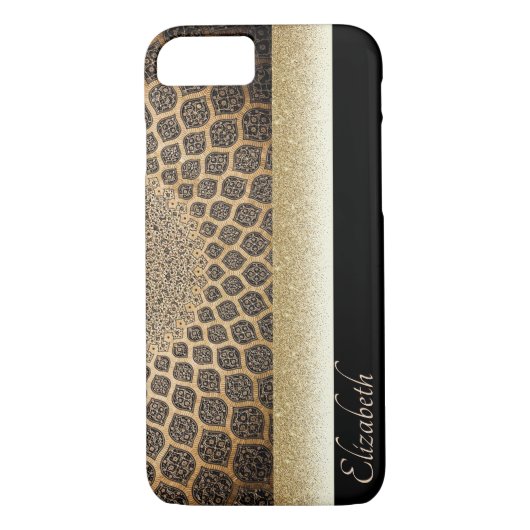 Elegant Gold Arabesque, Glitter, zwart-gepersonali Case-Mate iPhone Case (Achterkant)