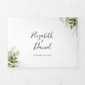 Elegant Gold Arch Botanical Greenery Photo Wedding Drieluik Uitnodiging (Cover)