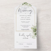 Elegant Gold Arch Botanical Greenery Wedding All In One Uitnodiging (Binnen)
