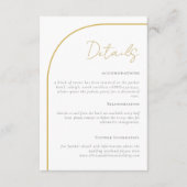 Elegant Gold Arch Wedding Details Enclosure Kaart (Voorkant)