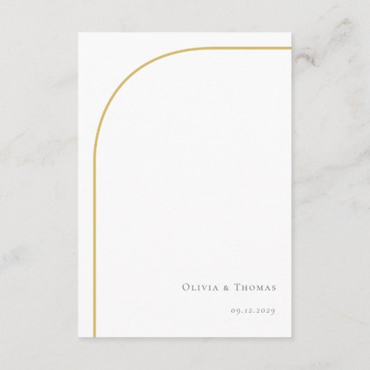 Elegant Gold Arch Wedding Details Enclosure Kaart (Achterkant)