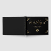 Elegant gold Art Deco & calligraphy black, bruilof Gastenboek (Volledig)