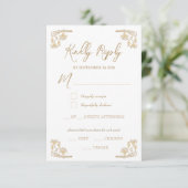 Elegant gold Art Deco menu keuze RSVP-kaart (Staand voorkant)