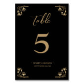 Elegant gold Art Deco over zwarte bruiloft Kaart (Achterkant)