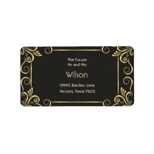Elegant Gold Art Deco  Retour Adres Label