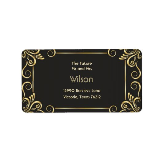 Elegant Gold Art Deco  Retour Adres Label (Voorkant)