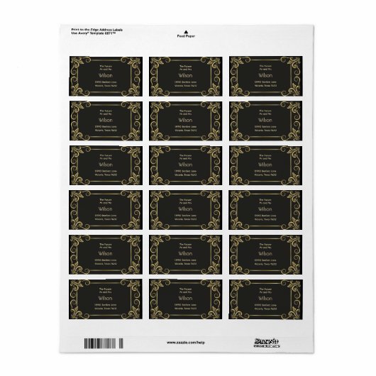 Elegant Gold Art Deco  Retour Adres Label (Full Sheet)