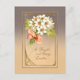 Elegant Gold Art Nouveau Easter Floral Briefkaart