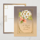 Elegant Gold Art Nouveau Easter Floral Briefkaart (Voorkant / Achterkant)