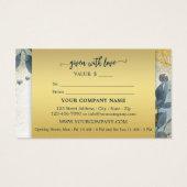 Elegant Gold Artistic Leaves Cadeaubon Visitekaartje (Achterkant)