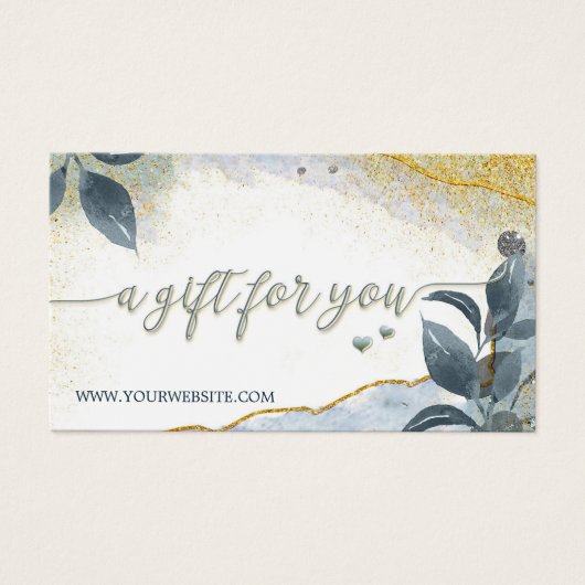 Elegant Gold Artistic Leaves Cadeaubon Visitekaartje (Voorkant)