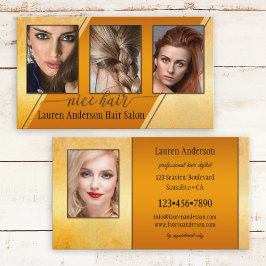 Elegant Gold Artistic Photo Portfolio Hair Stylist Visitekaartje