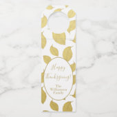 Elegant Gold Autumn Leaves - Happy Thanksgiving Flessenhanger (Voorkant)