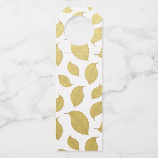 Elegant Gold Autumn Leaves - Happy Thanksgiving Flessenhanger (Achterkant)