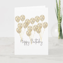 Elegant Gold Balloon Happy Birthday Kaart