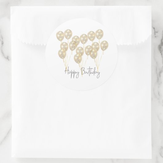 Elegant Gold Balloon Happy Birthday Ronde Sticker (Tas)