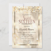 Elegant Gold Balloons Lijst Sweet 16 Kaart (Voorkant)
