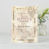 Elegant Gold Balloons Lijst Sweet 16 Kaart (Staand voorkant)