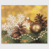 Elegant Gold Balls, Pinecones, Snowflake Cadeaupapier (Vlak)