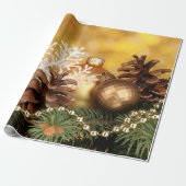 Elegant Gold Balls, Pinecones, Snowflake Cadeaupapier (Uitgerold)