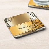  Elegant Gold Banner Black - Speciaal gepersonalis Bier Onderzetter (Linkerzijde)