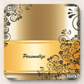  Elegant Gold Banner Black - Speciaal gepersonalis Bier Onderzetter (Voorkant)